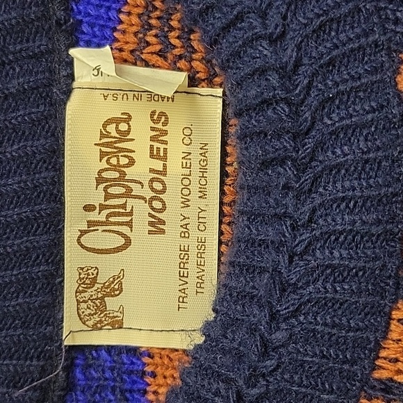 Chippewa Woolens Men's Blue and Orange Grandpa Sweater, Sz Medium - Picture 2 of 5